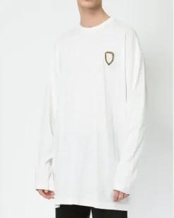 Langarmshirt mit Patch - Weiß