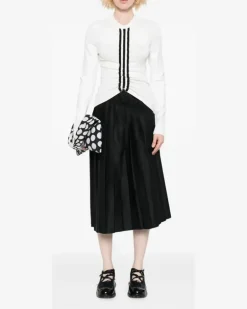Langarmshirt mit Streifendetail - Weiß