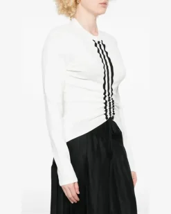 Langarmshirt mit Streifendetail - Weiß