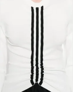 Langarmshirt mit Streifendetail - Weiß