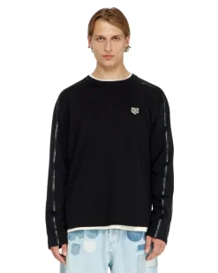 Langarm-T-Shirt mit tonalen Abschlüssen - T-Shirts - Herren - Schwarz