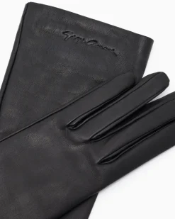 Lange Handschuhe aus Nappaleder Schwarz