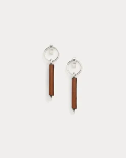 Lange Ohrringe mit Kalbsleder Brown