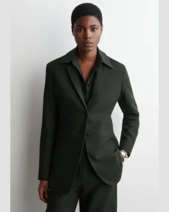 Langer Blazer Aus Woll-Mix GrüN