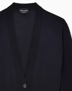 Langer Cardigan aus reinem Kaschmir Marineblau