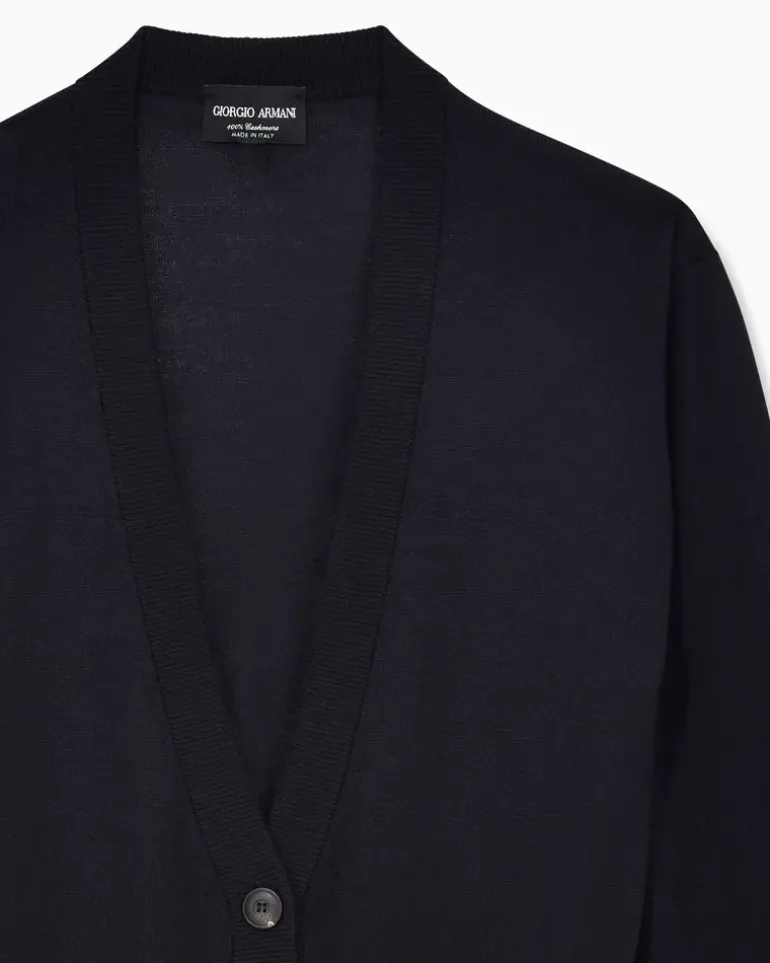 Langer Cardigan aus reinem Kaschmir Marineblau