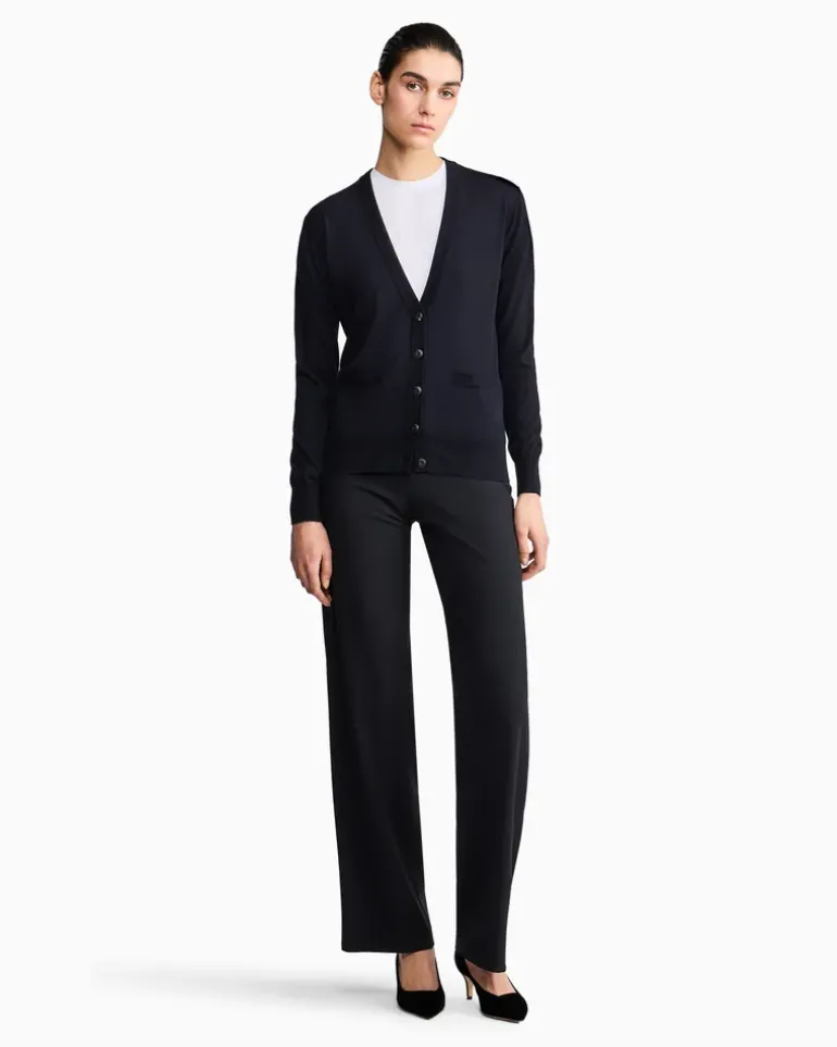 Langer Cardigan aus reinem Kaschmir Marineblau