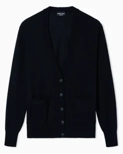 Langer Cardigan aus reinem Kaschmir Schwarz