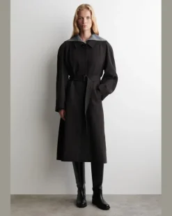 Langer Trenchcoat Aus Woll-Mix Braun