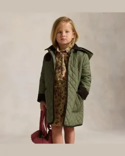 Lange Steppjacke Green