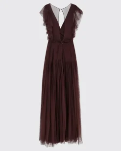 Langes Tüllkleid Braun