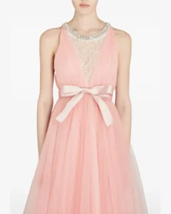 Langes Tüllkleid - Rosa