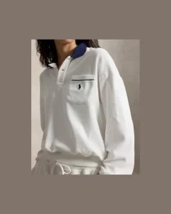 Langärmliges Poloshirt aus Frottee White