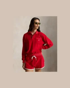 Langärmliges Poloshirt aus Frottee Red