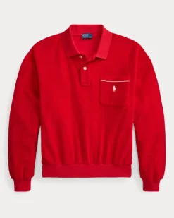 Langärmliges Poloshirt aus Frottee Red