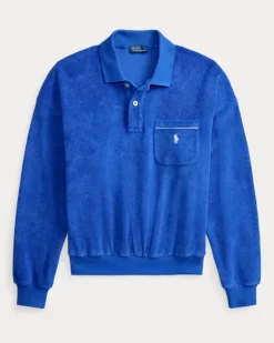 Langärmliges Poloshirt aus Frottee Blue