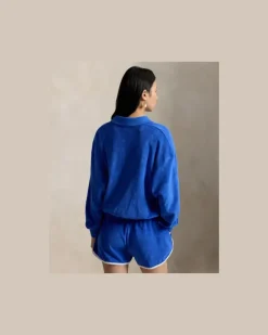 Langärmliges Poloshirt aus Frottee Blue