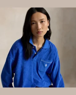 Langärmliges Poloshirt aus Frottee Blue