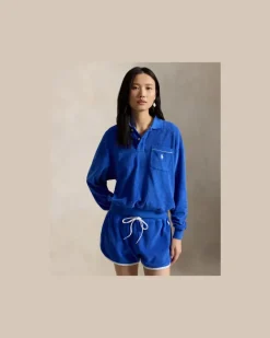 Langärmliges Poloshirt aus Frottee Blue