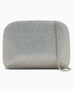 la Prima Clutch aus Satin und opalfarbenem Strass Silber