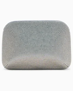 la Prima Clutch aus Satin und opalfarbenem Strass Silber
