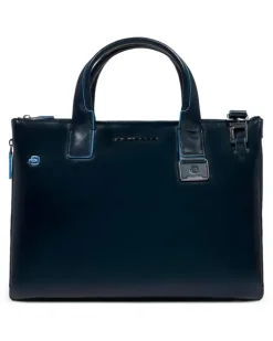 Laptoptasche aus Leder - Blau