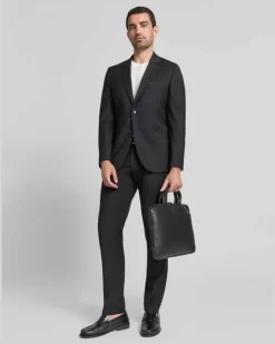 Laptoptasche aus Leder mit Tragehenkel Modell 'Cardona Samu Black