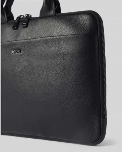 Laptoptasche aus Leder mit Tragehenkel Modell 'Cardona Samu Black