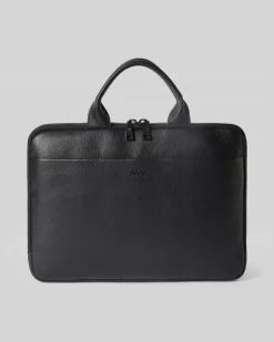 Laptoptasche aus Leder mit Tragehenkel Modell 'Cardona Samu Black