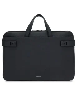 Laptoptasche mit Gancini-Schnalle - Schwarz