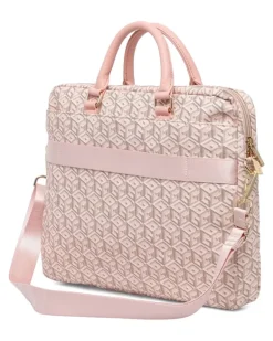 Laptoptasche mit geometrischem Muster und Logo-Schild - Rosa