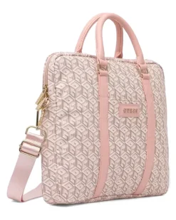 Laptoptasche mit geometrischem Muster und Logo-Schild - Rosa