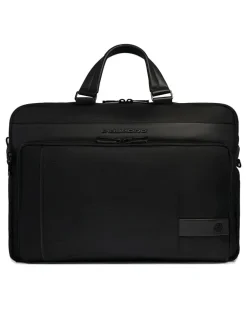 Laptoptasche mit Ledereinsätzen - Schwarz