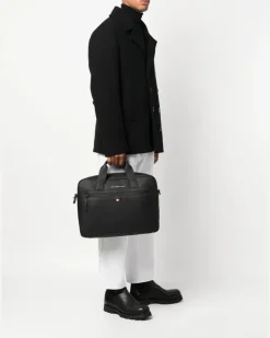 Laptoptasche mit Logo-Schild - Schwarz