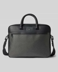 Laptoptasche mit Monogramm Muster Modell 'RAY_MN_S Black