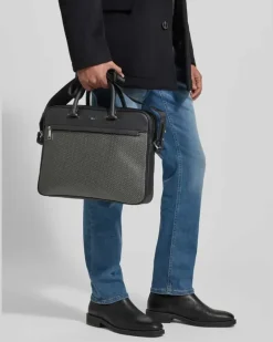Laptoptasche mit Monogramm Muster Modell 'RAY_MN_S Black
