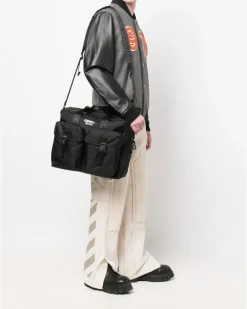 Laptoptasche mit Patches - Schwarz