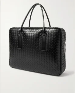 Large Intrecciato Embellished Leather Briefcase Black