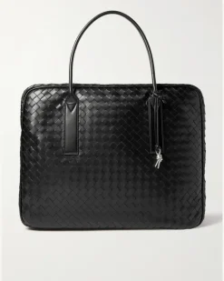Large Intrecciato Embellished Leather Briefcase Black