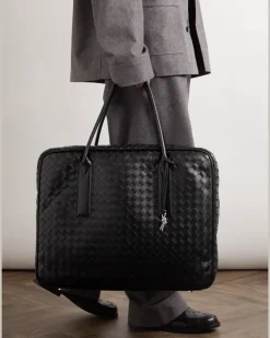 Large Intrecciato Embellished Leather Briefcase Black