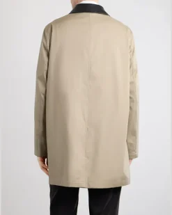 Leather-Trimmed Cotton-Gabardine Trench Coat Neutrals