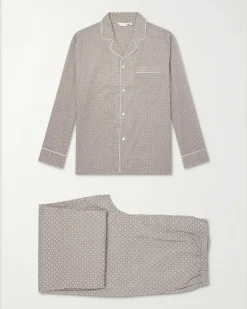 Ledbury 96 Printed Cotton-Poplin Pyjama Set Brown