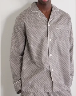 Ledbury 96 Printed Cotton-Poplin Pyjama Set Brown