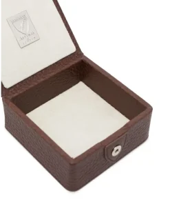 Lederbox mit Druckknopf - Braun