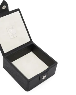 Lederbox mit Druckknopf - Schwarz