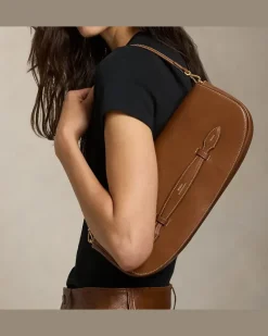 Leder-Clutch Bellport mit langer Klappe Brown