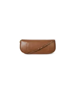Leder-Clutch Bellport mit langer Klappe Brown