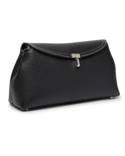 Leder Clutch-Tasche T-Lock Black