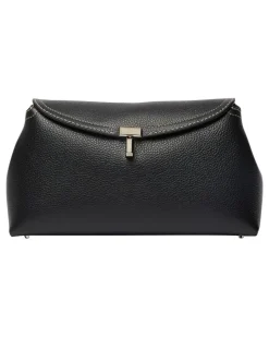 Leder Clutch-Tasche T-Lock Black