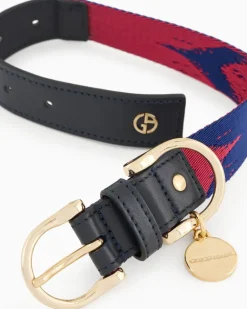Lederhalsband mit Ikat-Druck innen und Anhänger Poldo Gemustert